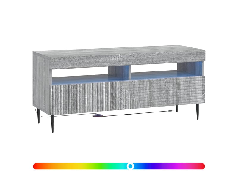  Meuble tv - banc tv - meuble de rangement led sonoma gris bois d'ingénierie  - Conforama C