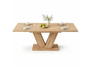 Table de salle à manger extensible avec rallonge et pieds en métal, 4 à 8 personnes, 140180×80 cm chêne
