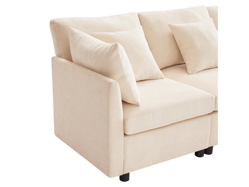  Canapé modulable 6 places en tissu chenille beige 278x161x81 cm N653P97714123A - Conforama E