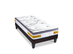 Ensemble matelas et sommier 90x200 cm Mousse + mémoire de forme BELLECOUR 4VP.PL.K15.0920 soutien Ferme épaisseur 24 cm