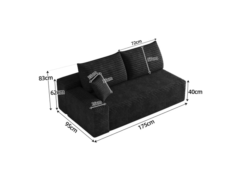  Canapé 2 places noir côté gauche – référence y165 – design contemporain salon  - Conforama C
