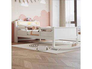 Lit simple 90x200 cm <strong>STILVORA</strong> <strong></strong> coloris blanc