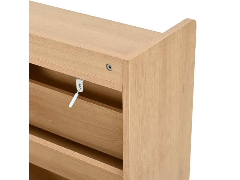  Meuble à chaussures 105 x 24 x 90 cm en mdf avec 4 compartiments abattants naturel chicfurn  - Conforama E