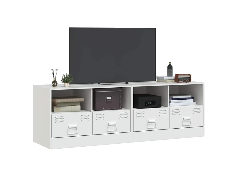  Lot de 2 meuble tv bas salon blanc 67x39x44 cm acier shl25010  - Conforama C