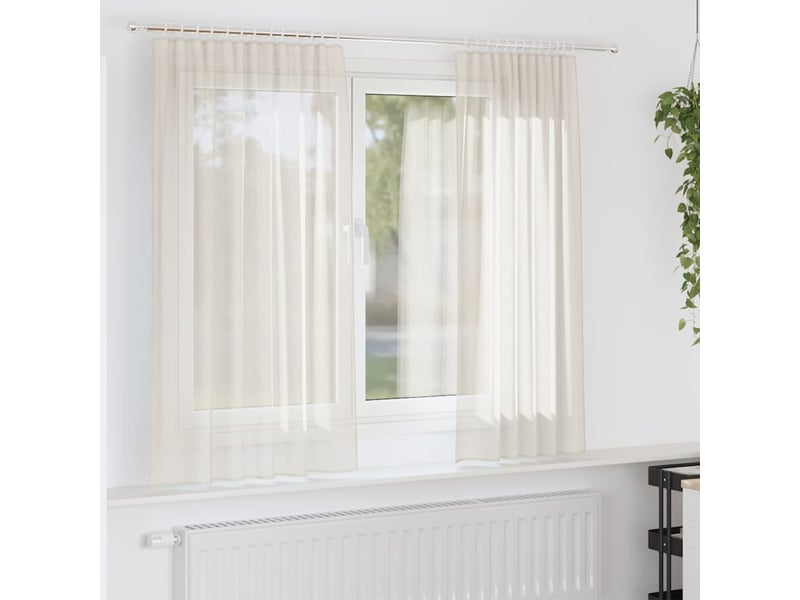  Lot de 2 rideaux en voile, voilages à œillets couleur crème cf44258  - Conforama B