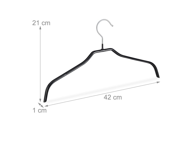  Lot de 10 cintres antidérapants minimalistes pour vêtements 21 x 42 x 1 cm en pvc noir 13_0006505  - Conforama B