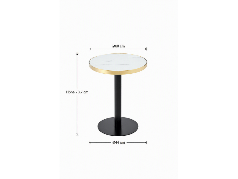  Table d'appoint ronde avec plateau effet marbre uv et cadre doré, base stable pour salon 75 × 71 × 23 cm  - Conforama C