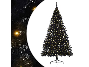 Sapin de noël, arbre de noël artificiel pré-éclairé noir 180 cm pvc cf61351