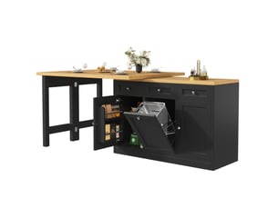 Table de bar extensible avec tiroir et tablette à snack, noir, 120-200 x 40 x 75.5 cm