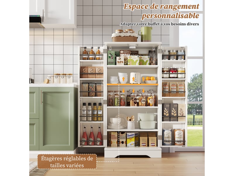  Meuble de cuisine avec éclairage led à détection muvano, blanc, 2 portes, 60 × 40 × 120 cm  - Conforama E