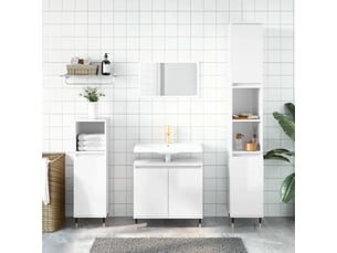 Amoire de salle de bain blanc brillant 58x33x60cm bois d'ingénierie shl288