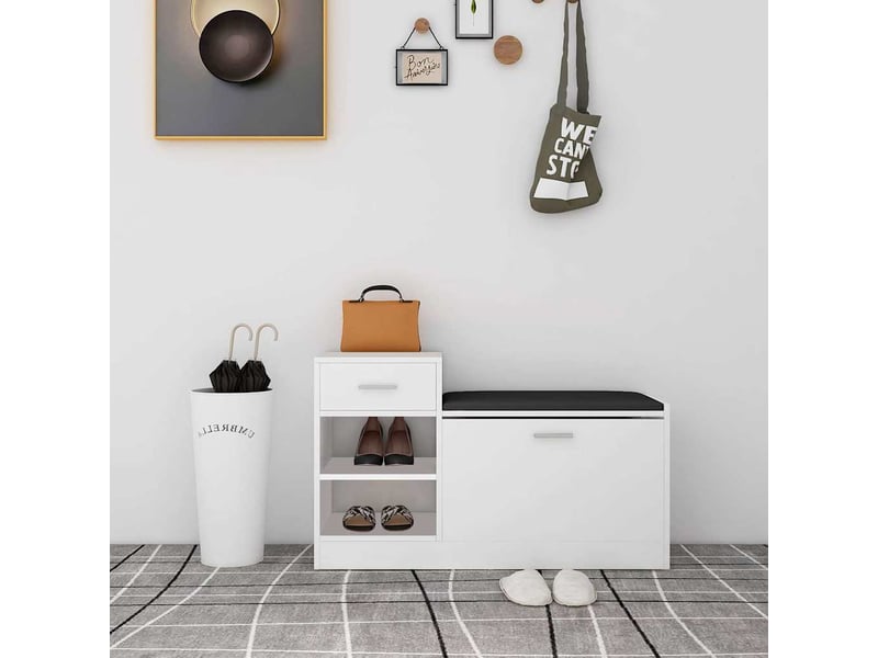  Banc à chaussures, meuble à chaussures blanc 94,5x31x57 cm bois d'ingénierie  - Conforama B