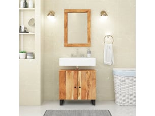 Meuble sous évier, armoire salle de bain 62x33x58 cm bois d'acacia et d'ingénierie cf65487