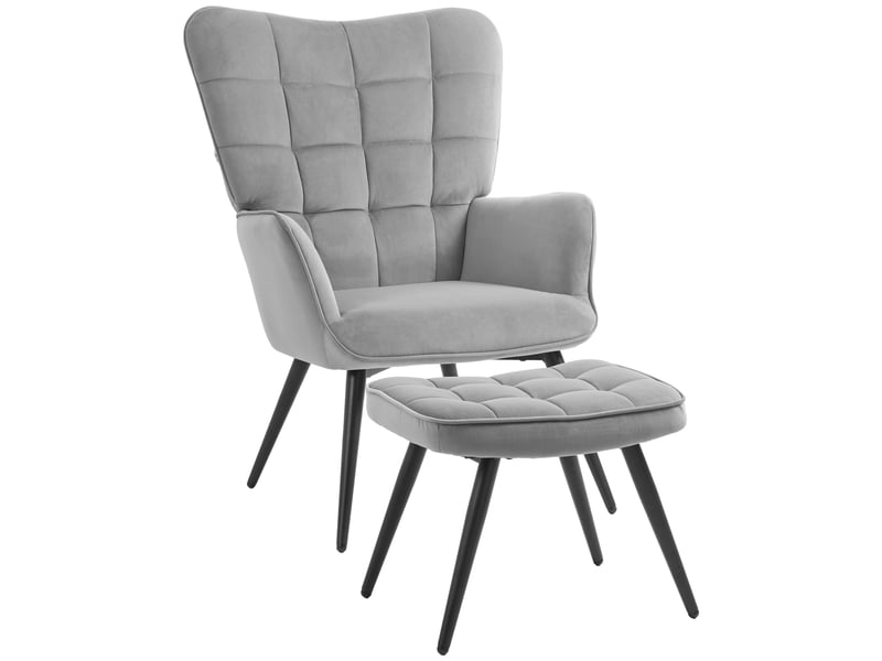  Fauteuil inclinable avec repose-pieds, fauteuil avec repose-pieds, ensemble 2 pièces, gris  - Conforama A