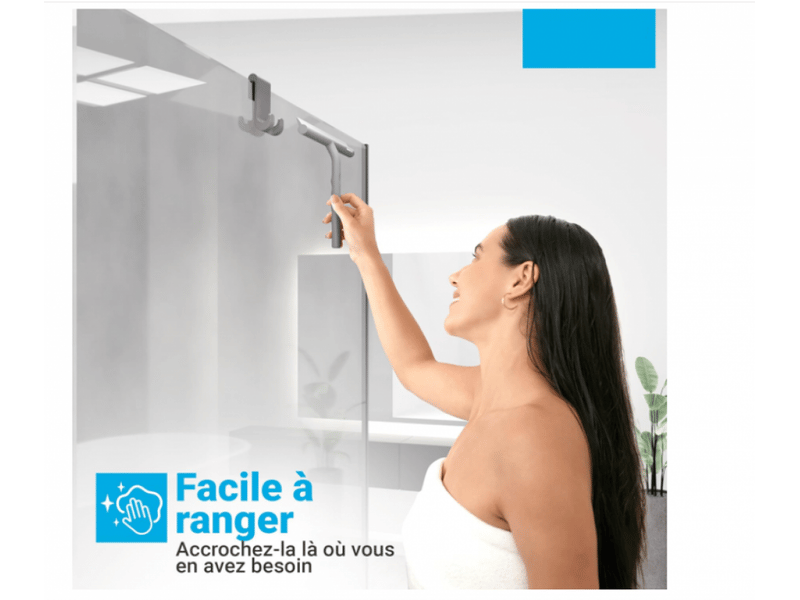  Essuie-glace avec crochet gris, antidérapant, pour douche, fenêtres et vitres de voiture, facile à ranger  - Conforama D
