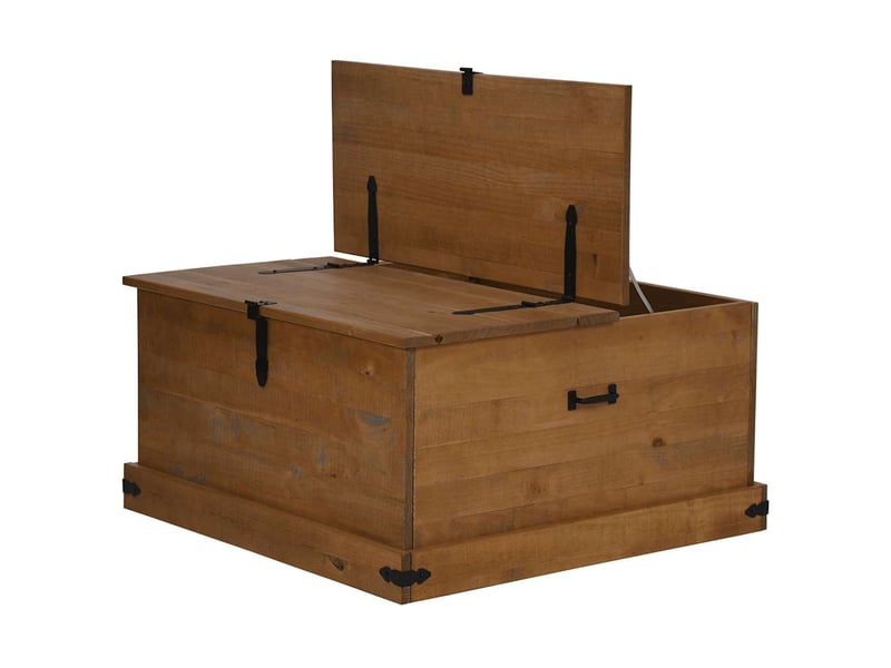  Coffre de rangement, boîte de rangement de rangement halden 91x91x47 cm bois massif pin  - Conforama E