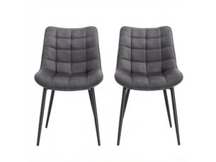 Lot de 2 chaises de salle à manger en velours gris foncé avec pieds en métal