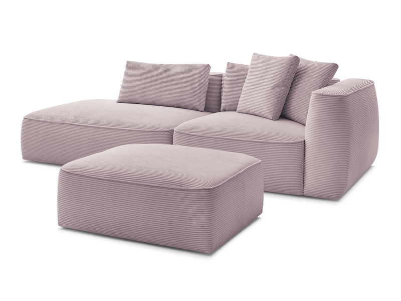  Bobochic canapé droit fixe 3 places leopold velours côtelé avec pouf violet  accoudoir droit LEOPOLD - Conforama A