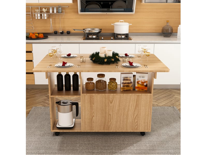 Table à manger pliante mobile 110x70x80 cm mdf coloris chêne clair - Conforama E