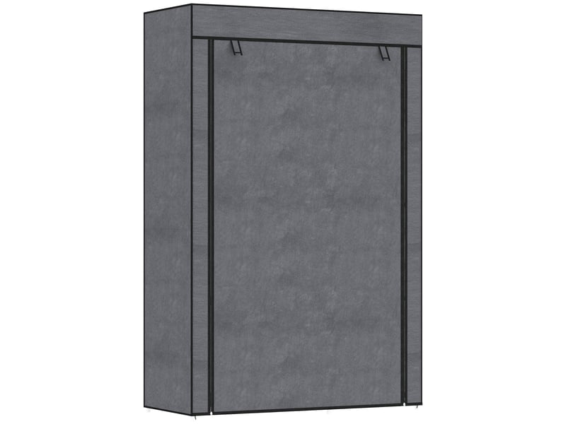  Armoire en tissu, solution de rangement, 6 étagères, 1 tringle, gris foncé  - Conforama B