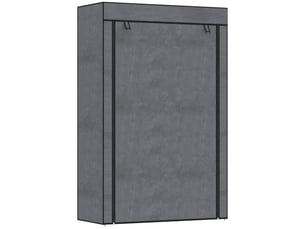 Armoire en tissu, solution de rangement, 6 étagères, 1 tringle, gris foncé