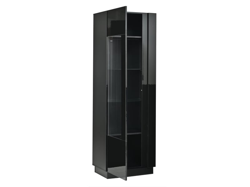  Vitrine haute 60 x 40 x 180 cm – noir – porte acrylique, led pilotée par application, 5 niveaux  - Conforama D