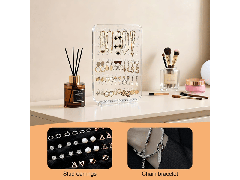 Porte boucle d'oreille, presentoir boucle d'oreille, rangement boucle d'oreille avec 80 trous pour clous et 6 trous spéciaux pour chaînes, 2 pièces - Conforama E