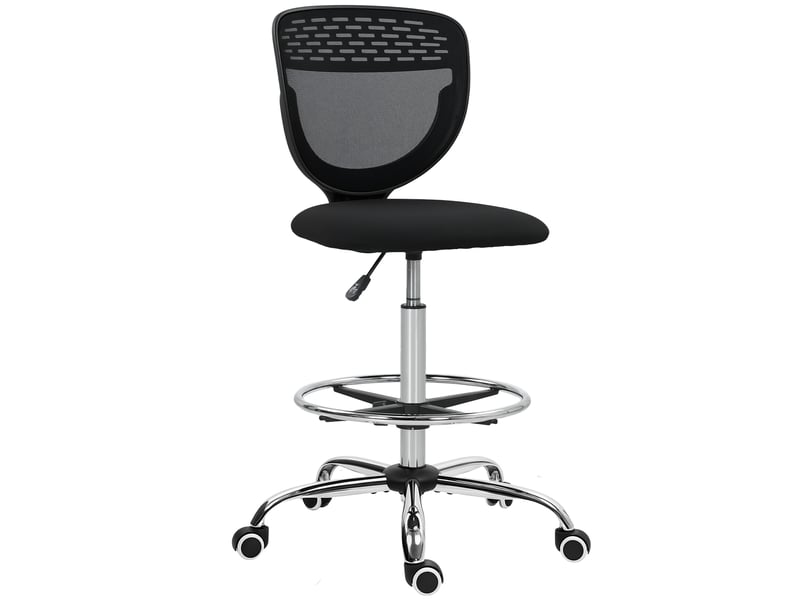 Chaise de bureau ergonomique en maille avec repose-pieds réglable 59x59x106-126cm noir - Conforama A