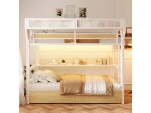 Lit mezzanine 90x200 cm <strong></strong> <strong>CozyNest</strong> coloris blanc