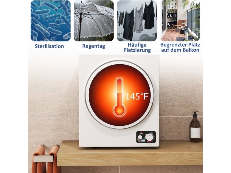  Sèche-linge compact 4 kg 49 x 40,5 x 60 cm blanc en plastique, à évacuation, pose murale ou libre  - Conforama E