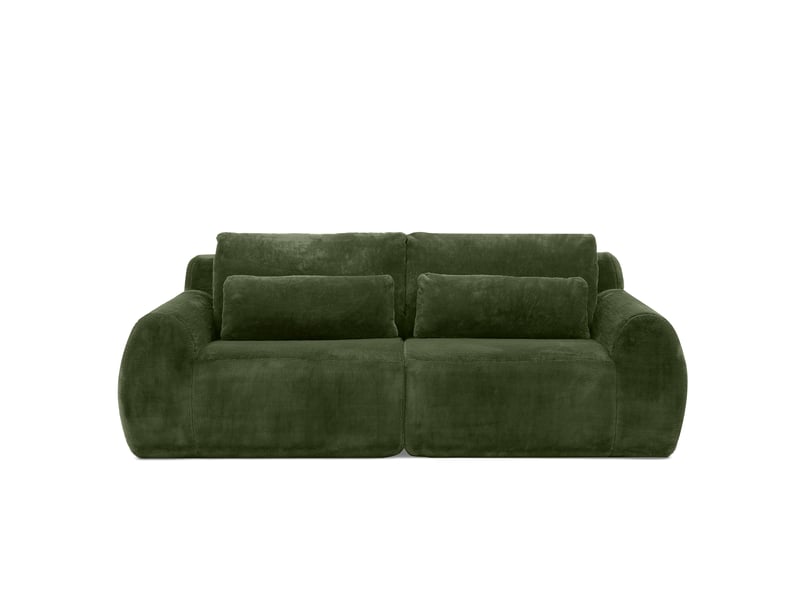 Canapé 2 places en fausse fourrure verte avec ports usb, poche latérale - cosy, moderne et compact - Conforama A
