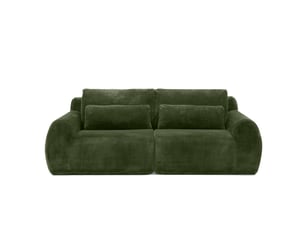 Canapé droit fixe 2 places Tissu vert avec coffre de rangement