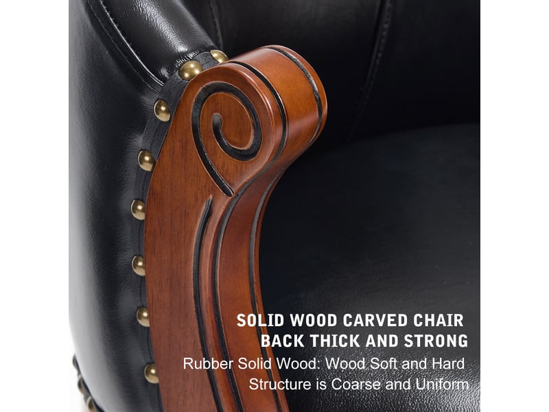  Chaise de bar pivotante,54,8x54,8x96 cm,avec dossier,cuir véritable,noir  - Conforama D