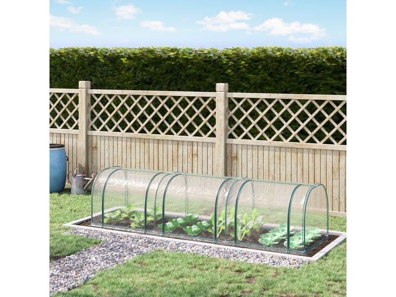  Serre, serre chaude avec porte, châssis froid, abri pour plantes, culture végétale, acier, plastique, 350 x 100 x 80 cm, transparent et vert  - Conforama C