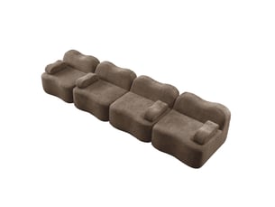Canapé modulable 4 places en velours marron forme vague 384 x 98 x 70 cm