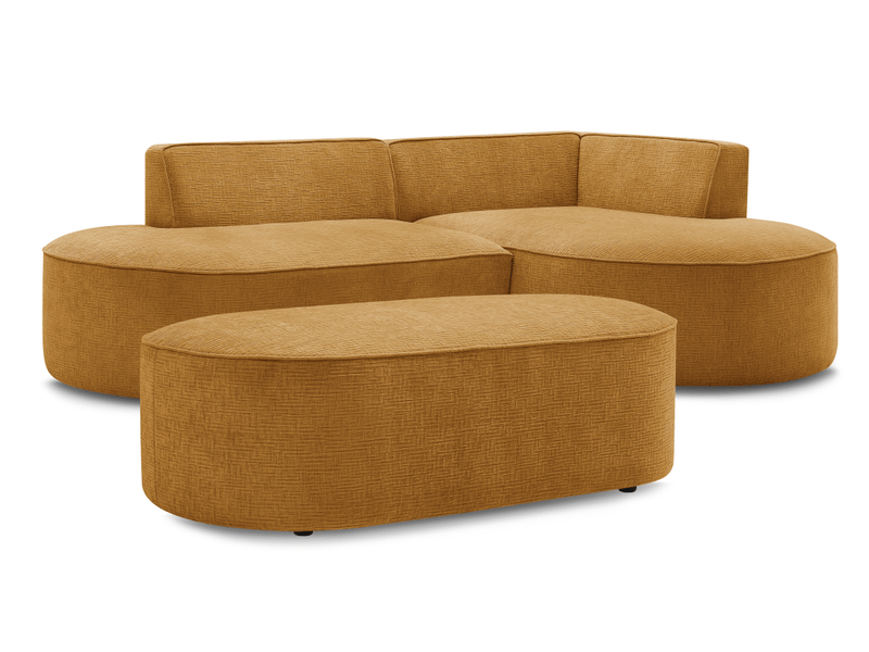  Bobochic canapé d'angle fixe rousseau tissu texturé avec pouf jaune  angle droit ROUSSEAU - Conforama A