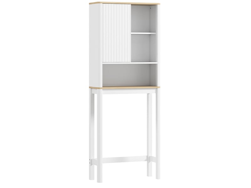  Meuble dessus wc blanc à porte cannelée, rangement 65 x 25 x 170 cm  - Conforama B