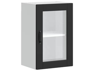 Meuble de rangement, armoire murale de cuisine avec porte en verre porto noir