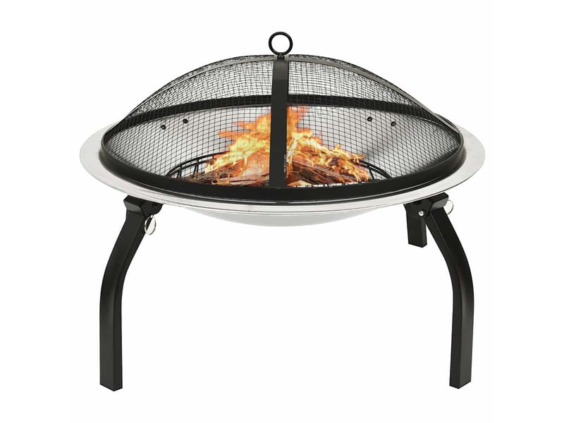  Foyer et barbecue avec tisonnier 2 en 1 56x56x49 cm inox  - Conforama B