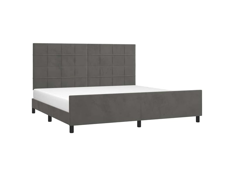 Lit double- lit adulte - cadre de lit sans matelas gris foncé 200x200 cm velours - Conforama B