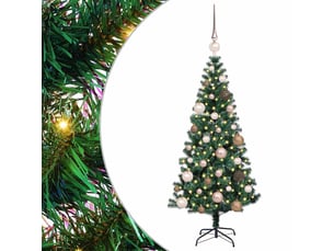 Sapin de noël artificiel, arbre de noël pré-éclairé vert 120 cm pvc et métal shl9249