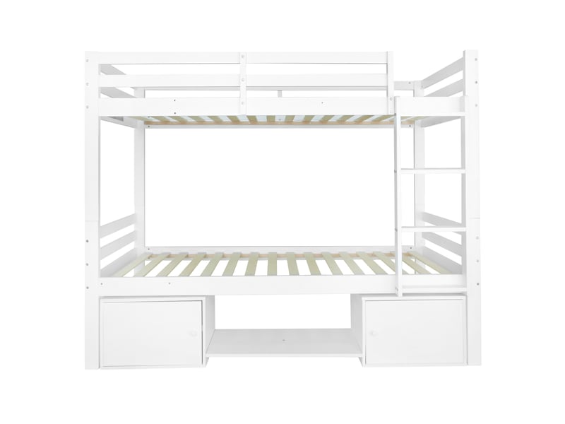  Lit superposé enfant 90x200 cm – blanc – séparable en 2 lits avec rangements et étagères à chaussures pratiques  - Conforama D