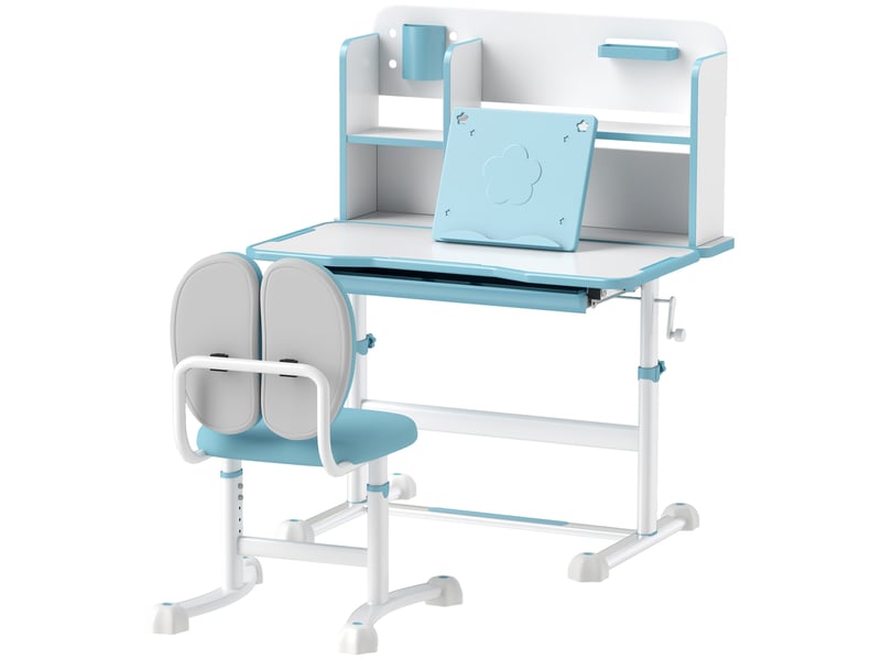  Set bureau et chaise enfant réglables bleu, plateau inclinable 80 x 55 cm  - Conforama B