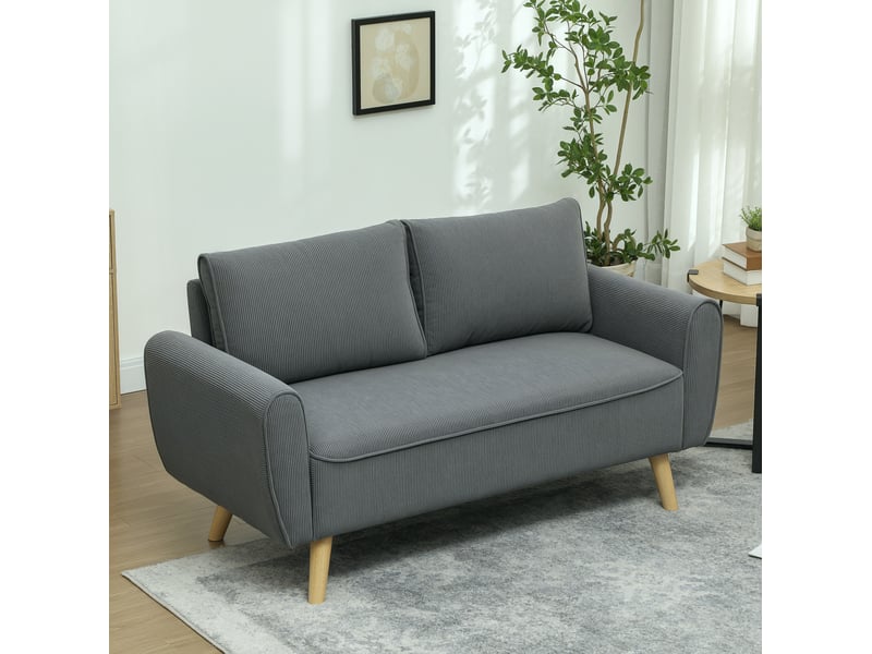  Canapé droit 2 places 145 x 75 x 78 cm en velours côtelé polyester gris foncé  - Conforama B