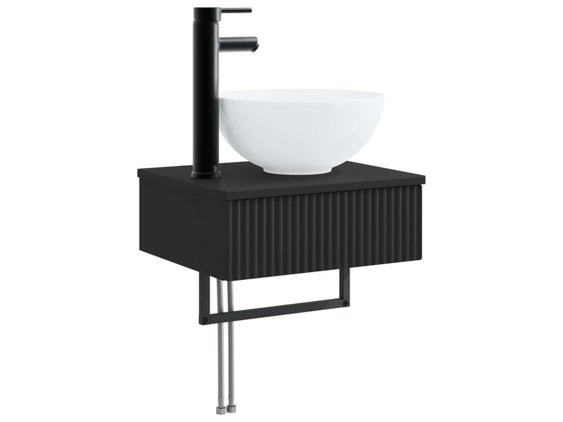  Basin de lavage mural, lavabo noir 40x35x39 cm bois d'ingénierie  - Conforama A