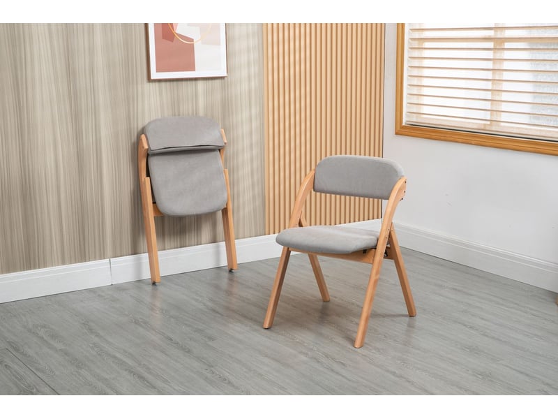  Lot de chaises 2 chaises pliantes assises rembourrées chaises empilables housse amovible structure en bois gris  - Conforama D