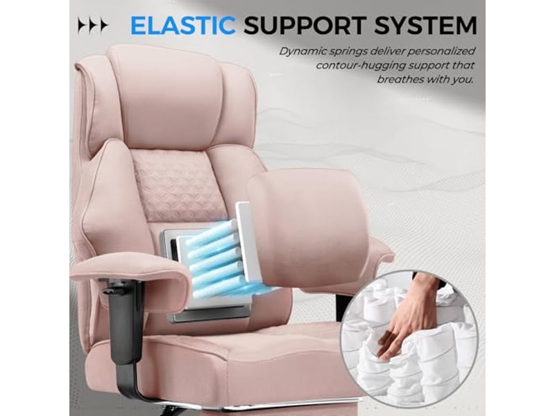  Gtplayer chaise de jeu large avec soutien lombaire à ressorts, repose-pieds, tissu, 180kg - rose GT216-DPK-FA - Conforama C