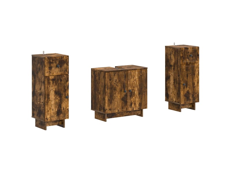  Ensemble de meuble de salle de bain 3 pièces ede chêne fumé cf63412  - Conforama A