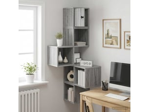 Étagère d'angle flottante, étagère murale sonoma gris 48 x 48 x 120 cm cf41409