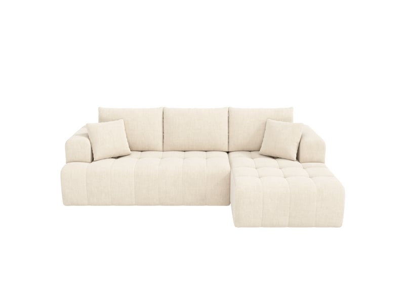 Canapé d'angle modulable 3 places sans structure, assise profonde en chenille, sans montage, 244,5 × 136 cm, beige - Conforama A